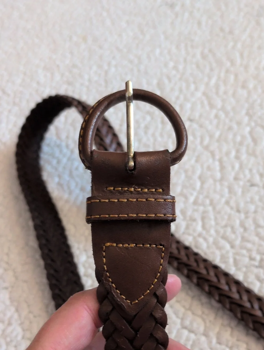Vintage 80's Genuine Braided Leather Chocolate Brown Western Belt Minimalist